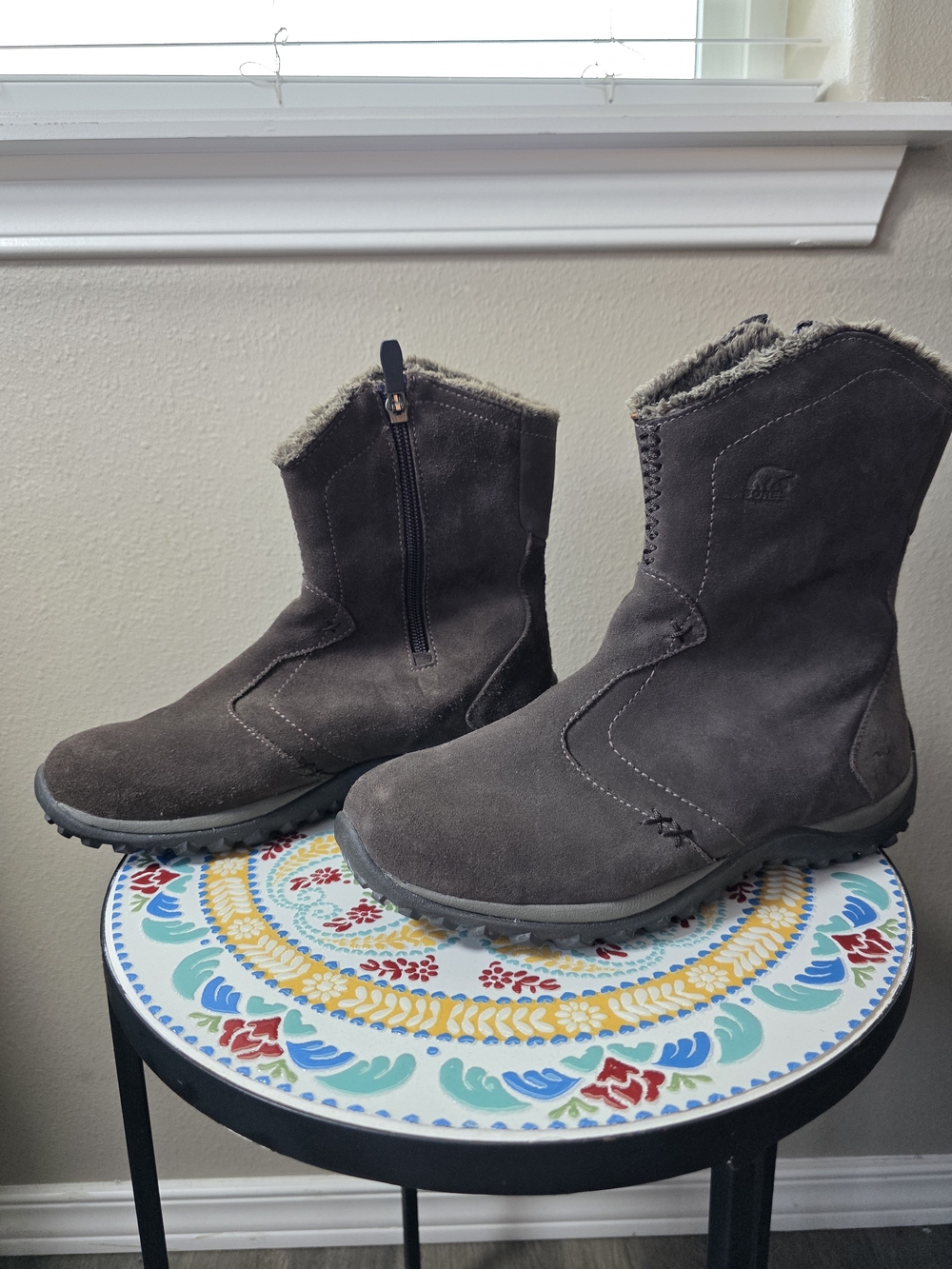 Sorel Maribel Brown Suede Faux-Fur Winter Boots Sz 8